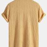 Ensemble — chemise cubaine texturée en maille géométrique & short de bain mi-long à cordon