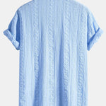 Ensemble Améline — chemise cubaine texturée jacquard géométrique & pantalon en lin à jambe droite