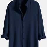 Ensemble — chemise côtelée à col officier et manches longues coupe ajustée & pantalon en lin