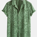 Ensemble Améline — chemise cubaine texturée jacquard & pantalon en lin à jambe droite