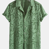 Ensemble Améline — chemise cubaine texturée jacquard & pantalon en lin à jambe droite
