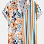 Ensemble — chemise à empiècements rayés tropicaux & short de bain