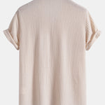 Ensemble — chemise cubaine gaufrée en maille à manches courtes & pantalon texturé froissé