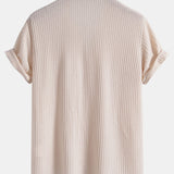 Ensemble — chemise cubaine gaufrée en maille à manches courtes & pantalon texturé froissé