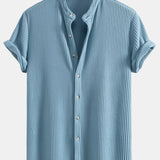 Ensemble — chemise gaufrée à col officier & short gaufré à cordon