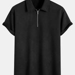 Ensemble — polo zippé jacquard rayé & short