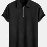 Ensemble — polo zippé jacquard rayé & short