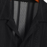 Ensemble — chemise texturée en maille & pantalon en lin à jambe droite