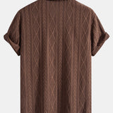 Ensemble — chemise cubaine ajourée jacquard géométrique & short texturé froissé à cordon