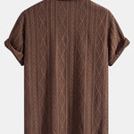 Ensemble — chemise cubaine ajourée jacquard géométrique & short à cordon en lin mélangé