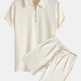 Ensemble — polo côtelé demi-zip coupe ajustée & short