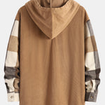Ensemble — chemise à capuche patchwork à carreaux en flanelle et velours côtelé & pantalon en velours côtelé