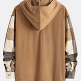 Ensemble — chemise à capuche patchwork à carreaux en flanelle et velours côtelé & pantalon en velours côtelé