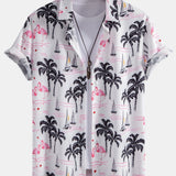 Ensemble — chemise à imprimé palmiers et flamants roses & short de bain