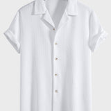 Ensemble — chemise cubaine texturée géométrique à manches courtes & short