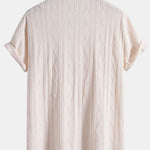 Ensemble — chemise cubaine en maille jacquard à losanges géométriques & pantalon texturé froissé