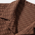 Ensemble — chemise cubaine jacquard pied-de-poule & pantalon en lin à jambe droite