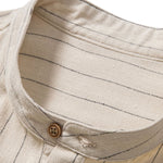 Ensemble — chemise rayée en lin mélangé à col henley & short en lin et coton
