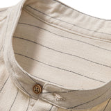 Ensemble — chemise rayée en lin mélangé à col henley & short en lin et coton