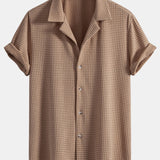 Ensemble — chemise cubaine gaufrée à manches courtes & pantalon en lin à jambe droite
