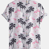 Ensemble — chemise à imprimé palmiers et flamants roses & short de bain