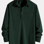 Chemise en velours côtelé à col polo et manches longues
