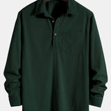 Chemise en velours côtelé à col polo et manches longues