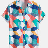 Ensemble Sidonie — chemise à imprimé géométrique color block & short de bain
