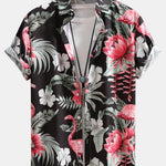 Ensemble — chemise à imprimé flamants roses et fleurs & short de bain