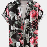 Ensemble — chemise à imprimé flamants roses et fleurs & short de bain