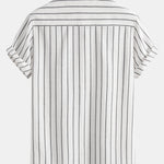 Ensemble — chemise rayée en coton mélangé & short texturé froissé à cordon