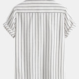 Ensemble — chemise rayée en coton mélangé & short texturé froissé à cordon