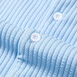 Ensemble — chemise côtelée à col cubain profond coupe ajustée & short côtelé à cordon