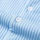 Ensemble — chemise côtelée à col cubain profond coupe ajustée & short côtelé à cordon