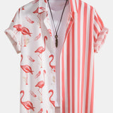 Ensemble — chemise à empiècements rayés et flamants roses & short de bain