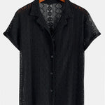 Ensemble — chemise cubaine texturée géométrique & short chino
