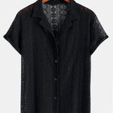 Ensemble — chemise cubaine texturée géométrique & short chino