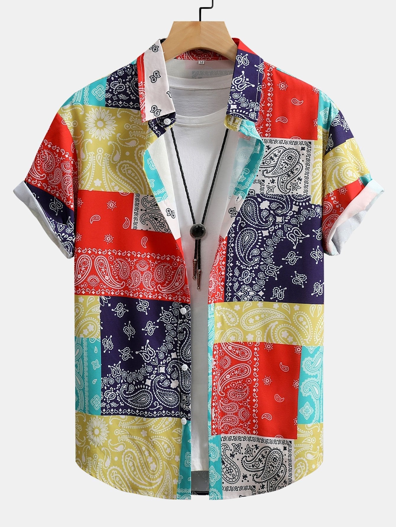 Ensemble — chemise à imprimé paisley color block & short de bain