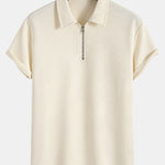 Ensemble — polo zippé jacquard rayé & short