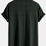 Ensemble — chemise cubaine en maille jacquard à losanges géométriques & pantalon texturé froissé
