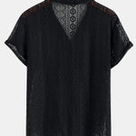 Ensemble — chemise cubaine texturée géométrique & short chino