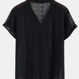 Ensemble — chemise cubaine texturée géométrique & short chino