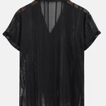 Ensemble — chemise texturée en maille & pantalon en lin à jambe droite