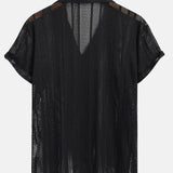 Ensemble — chemise texturée en maille & pantalon en lin à jambe droite