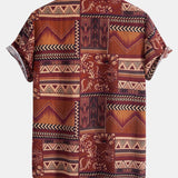 Ensemble Capucine — chemise en coton à imprimé patchwork floral géométrique & short en lin et coton