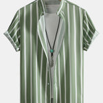 Ensemble — chemise boutonnée rayée & short de bain mi-long à cordon