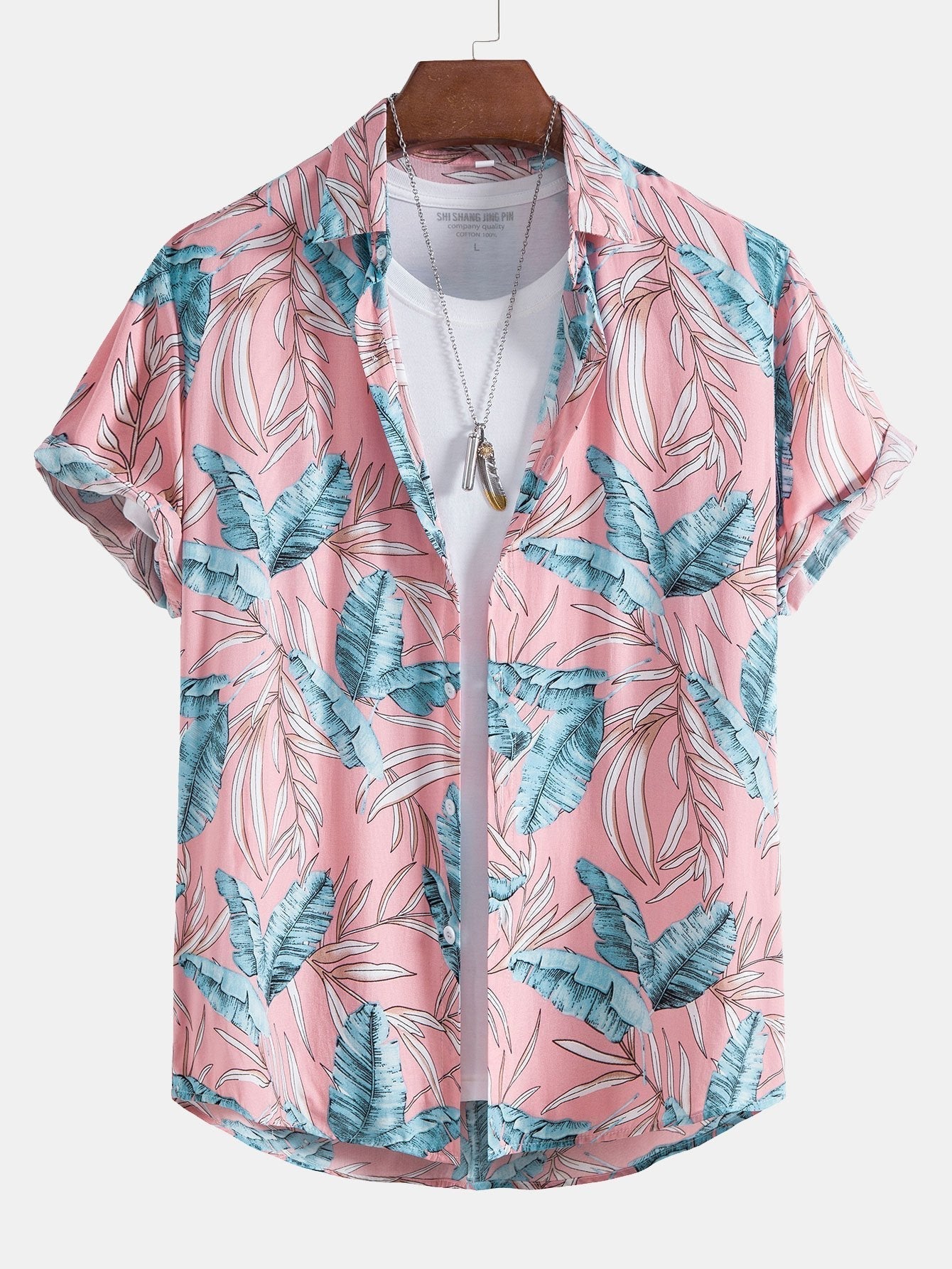 Ensemble — chemise en viscose à imprimé tropical & short de bain court