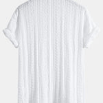 Ensemble — chemise cubaine texturée jacquard géométrique & pantalon en lin et coton
