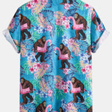 Ensemble — chemise à imprimé plantes tropicales et orang-outan & short de bain