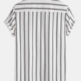 Améline — Chemise boutonnée en lin rayé